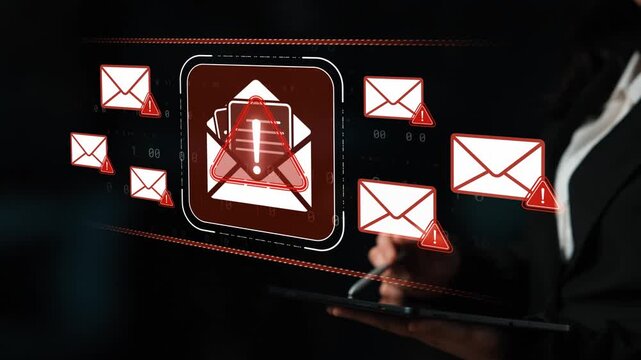 Digital Marketing Alert Concept with Unread Emails and Warning Icons on a Dark Background for Cybersecurity and Communication Issues Sigmoid