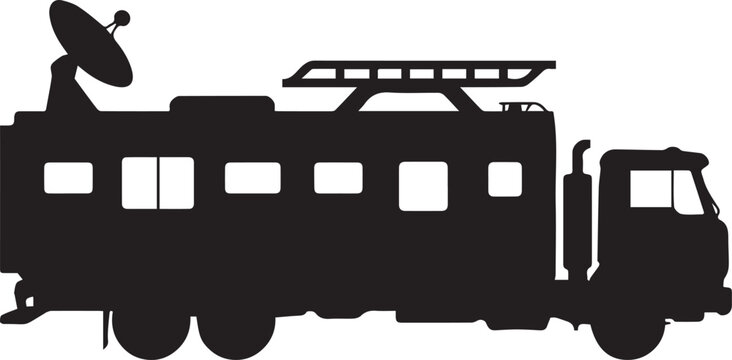 Old train engine with satellite dish on top side view Vector