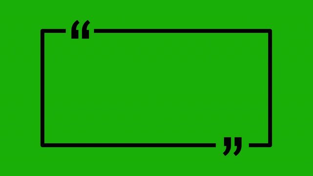 Rectangle box with quotation marks animation on Transparent Background,  Quote Frame Animation with Stylish Quotation Marks Overlay, Square text box in 4k.
