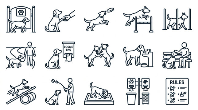 Illustrations of Dog Activities and Rules