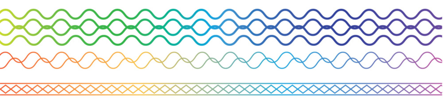 Glowing Three Phase Electric Power Wave Lines with Neon Red Blue Yellow Energy Signal on Transparent Background