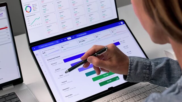 Marketing Manager Reviews Sales Funnel Data