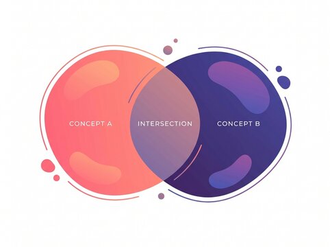 Modern Venn Diagram Infographic with Two Overlapping Circles