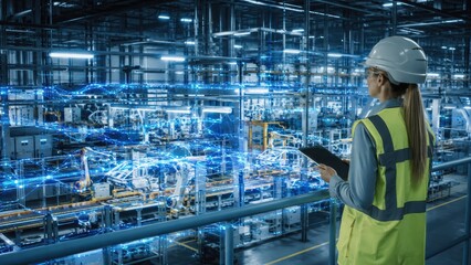 Fototapeta premium Predictive Factory Analytics With AI Streams