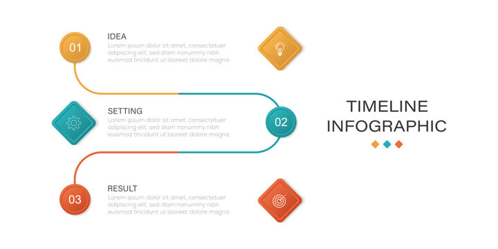 3 step vertical business infographic template with blue box and lines shaped. Template, diagram consisting of 3 options, steps, Sales volume and revenue level balance.