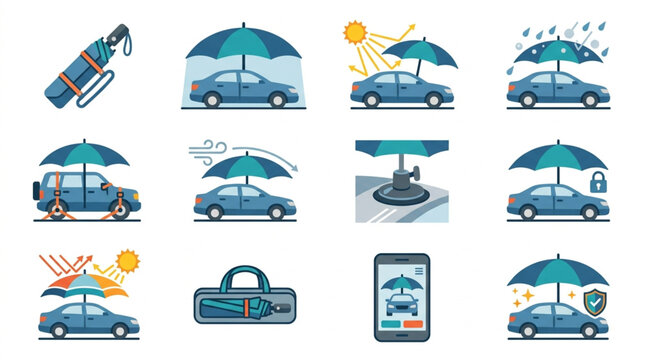 Illustrated car insurance and protection concepts.