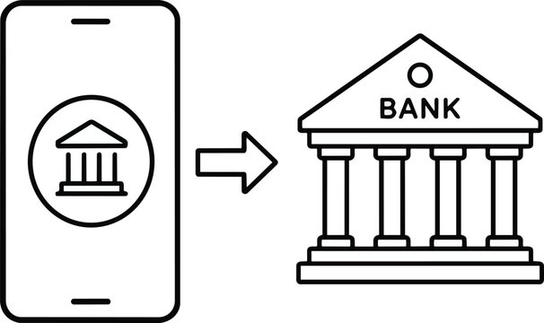 Mobile Banking Service Line Icon Vector Illustration