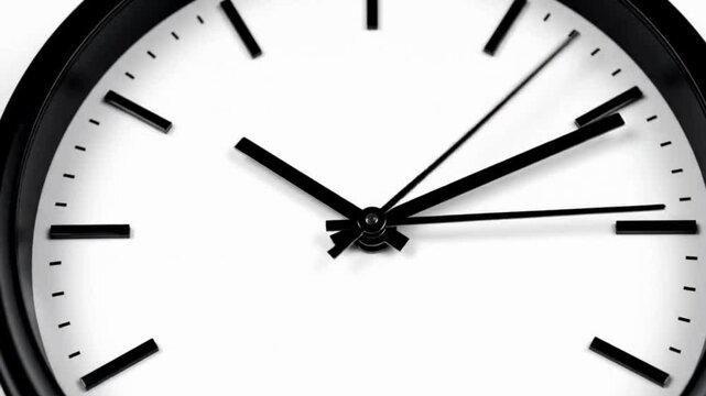 Minimalist analog clock face a classic black and white design element representing concepts of time deadlines and punctuality