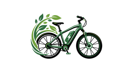 Fototapeta premium Green bicycle with leaf design.