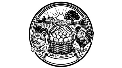 Black and white farm animal icons. © doni