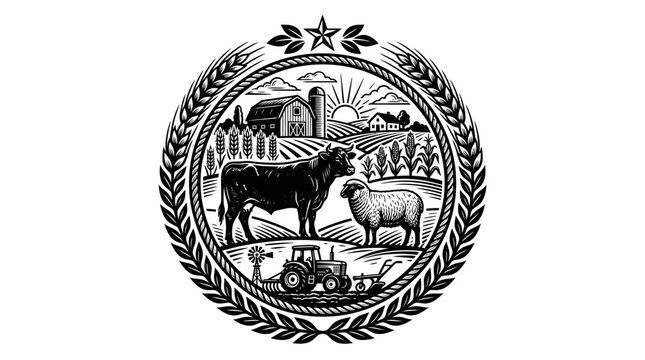 Black and white farm animal logo.