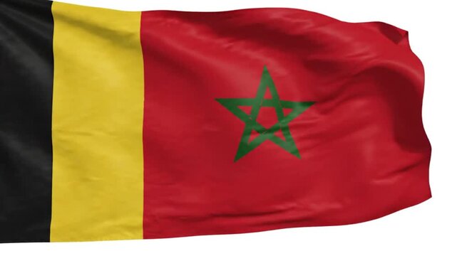 A hybrid flag combining the vertical tricolor design of belgium with the red field and green pentagram of the moroccan national flag