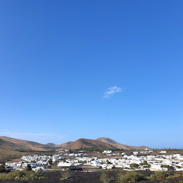Uga village with traditional houses and mountains, Island Lanzarote, Canary Islands, Spain, Europe.