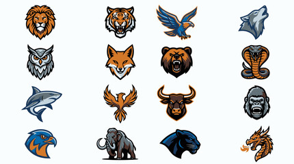 Collection of animal heads and icons. © doni