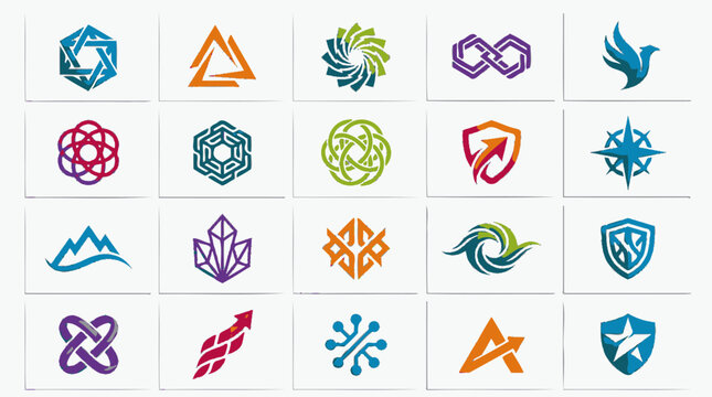 Collection of various geometric logos.