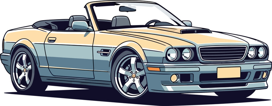 Classic Convertible Grand Tourer Vector Illustration Front 3/4 View