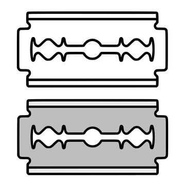 Razor blade minimalist icon, line art and colored, for coloring page