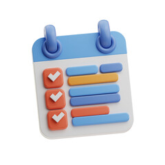 Obraz premium Detailed 3D illustration of a checklist with colorful sticky notes for digital task management.