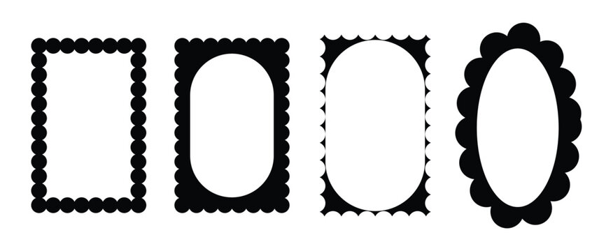 zigzag edge or Different set of rectangle and square postage frames vector illustration.  Rectangle shape frame with zigzag edge.