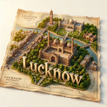 3D Miniature Map of Lucknow, Uttar Pradesh, India