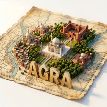 3D Miniature Map of Agra, Uttar Pradesh, India