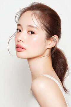 美容, 女性, スキンケア, 化粧品, ビューティー, 若い女性, 美肌, 日本人, アジア人, フェイシャル, メイク, 美容液, 保湿, クリーム, エイジングケア, 美容医療, エステ, 美容クリニック, 肌ケア, ナチュラルメイク, 透明感, ツヤ肌, モデル, 笑顔, ポートレート, クローズアップ, リラックス, 癒し, 健康的, 美白, コラーゲン, ヒアルロン酸, アンチエイジング
