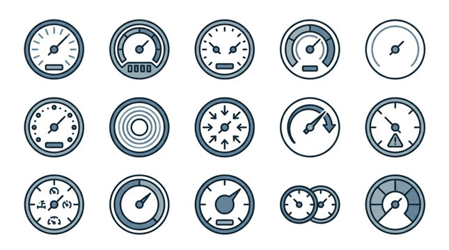 Collection of Vehicle Dashboard Gauges Icons