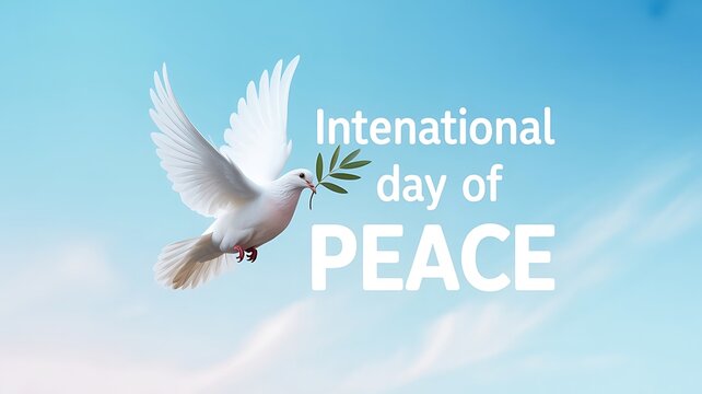 International day of peace conceptual design with white dove flying in sky international celebration diplomacy serenity template artistic illustration spiritual daylight creative background