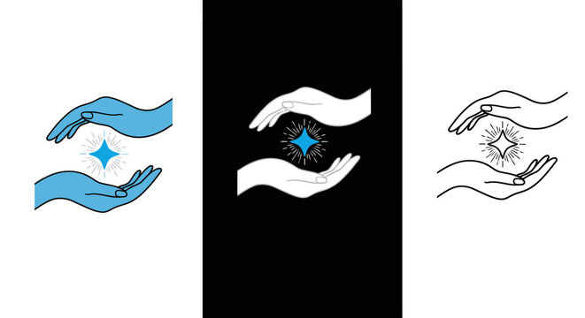Abstract logo design featuring intertwined hands cradling a star emblem.
