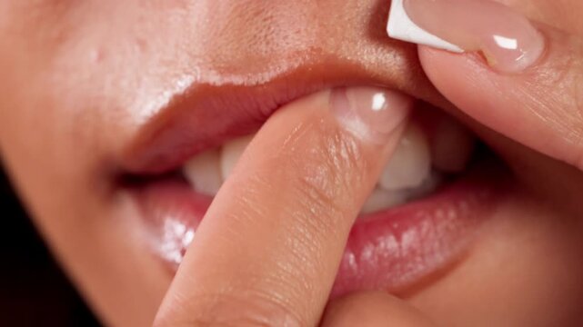 Woman Placing Moist Nicotine Pouch Inside