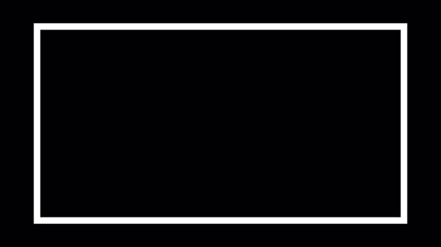 Animated rectangle outline frame  with changing color of rectangle line on white background, line drawing motion graphics with Alpha Channel in 4k