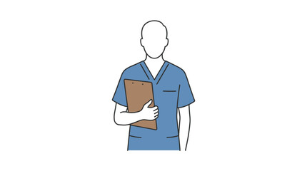 Fototapeta premium Illustration of a medical professional, nurse, or doctor holding a clipboard, symbolizing healthcare, medical services, and patient care