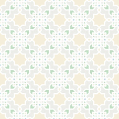 Fototapeta premium Islamic geometric seamless pattern with pastel arabesque ornaments