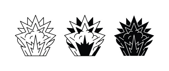 Explosion Icons Set, Comic Burst Graphics, Impact Symbols, Energy Blast Vector Art © Taslima