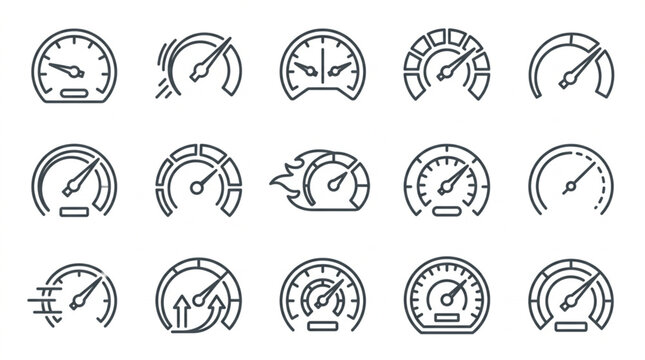 Collection of Various Vehicle Dashboard Gauges Icons