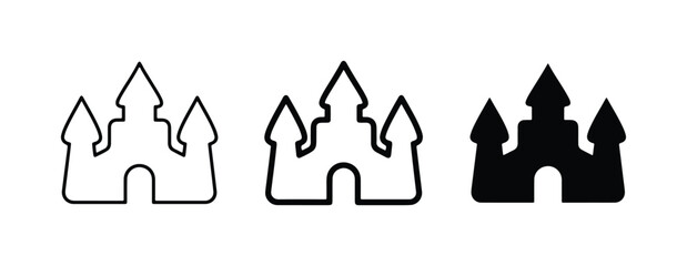 Castle Icons Set, Fantasy Fortress Symbols, Medieval Architecture Graphics, Royalty-Free Vector Art © Taslima