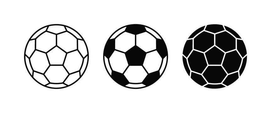 Soccer Balls Collection: Outline, Filled, Silhouette Icons for Sports and Games