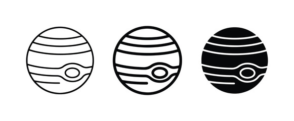 Jupiter Planet Icons, Space Celestial Body Vector Graphics, Solar System Orbit Symbols © Shahnaz