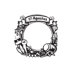 Fototapeta premium Circular Black and White Indonesian Independence Frame Design