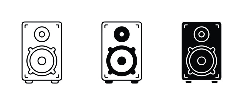 Audio Speaker Icons, Sound System Vector Graphics, Music Equipment Set