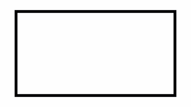 Animated rectangle outline frame  with changing color of rectangle line on white background, line drawing motion graphics with Alpha Channel in 4k
