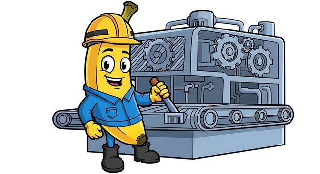 Cartoon garbage truck driver character smiling.