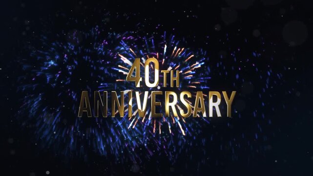 40th Anniversary Congratulations Banner, Congratulations with Fireworks and Gold Letters, Holiday