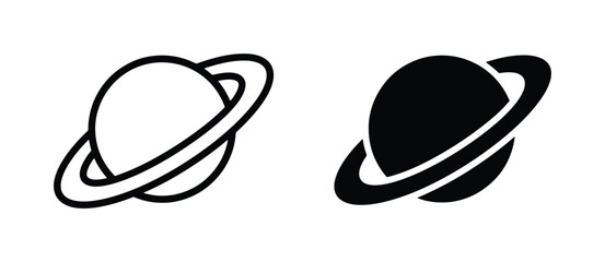 Planet Icons, Saturn Symbol, Space Orbit, Celestial Body, Cosmic Graphic Resources © Ruma