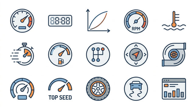 Vehicle and Engine Performance Dashboard Icons