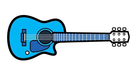 Fototapeta premium Blue electric guitar with amplifier and cables.