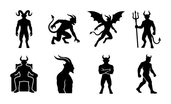 Demon Silhouettes Collection: Evil Characters, Mythical Creatures, Dark Icons for Halloween & Horror