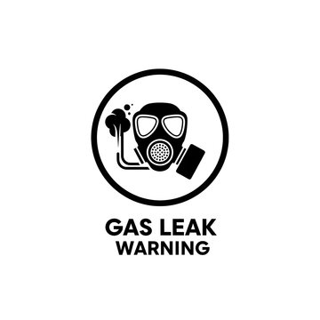 Gas leak warning sign icon with symbol.