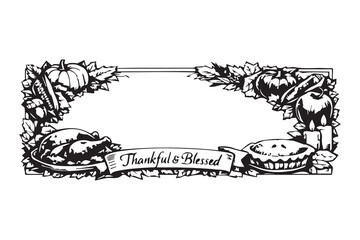 Obraz premium Black and White Thanksgiving Horizontal Frame Design