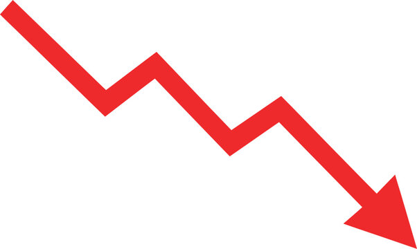 Red Downward Arrow Graph Vector Illustration 
